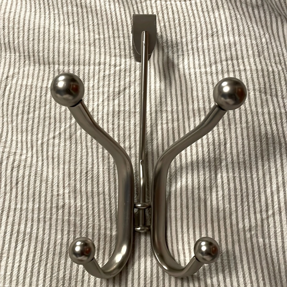 Metal 4-Hook Over-the-Door Rack, Quad Hanging Hook